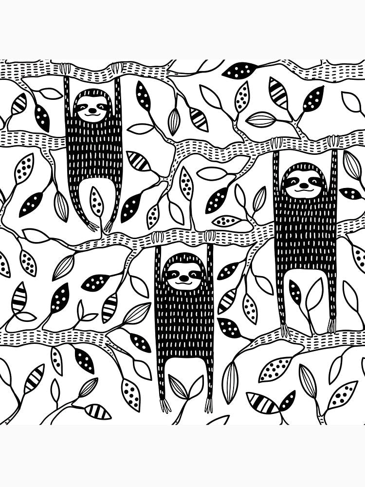 Sloth Black White Art by ArtCreations79
