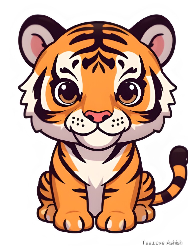Cute Jungle Tiger Sticker by Teewave-Ashish