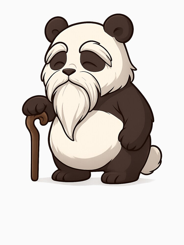 Wise Old Panda with Staff – Cute Chibi Style by Huiflourish