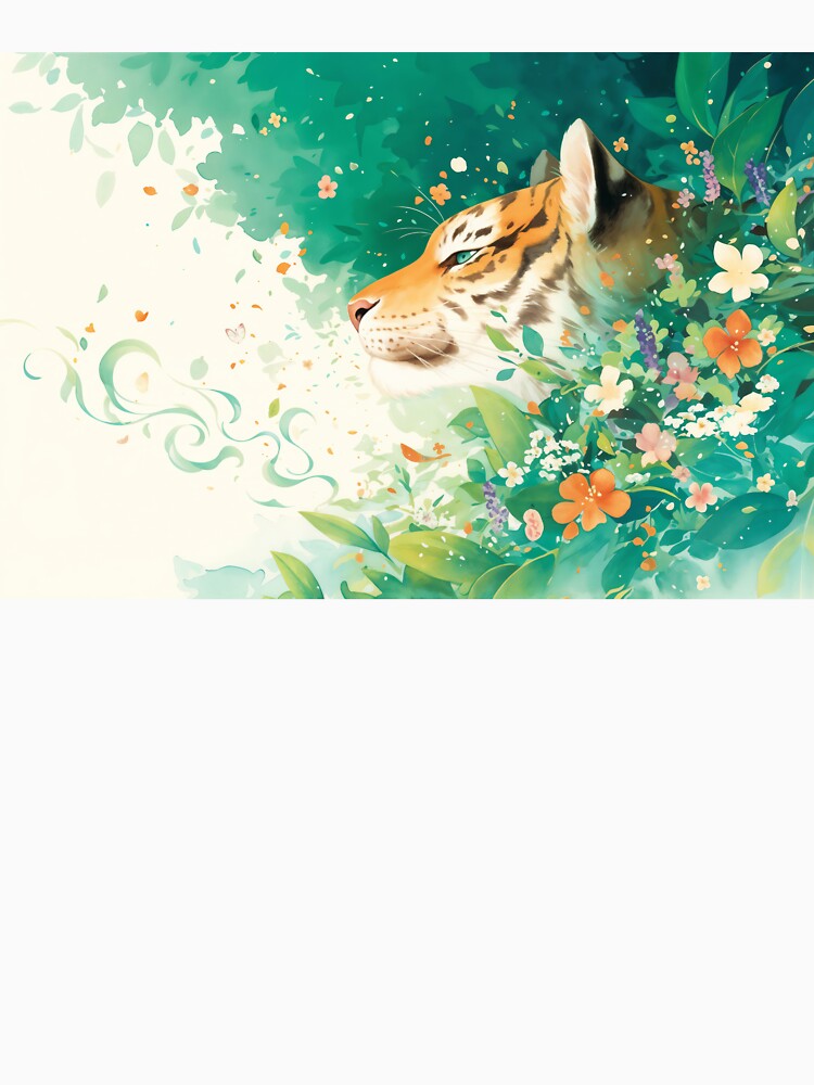 Tiger Amid Blossoms and Greenery by AshiraCreations