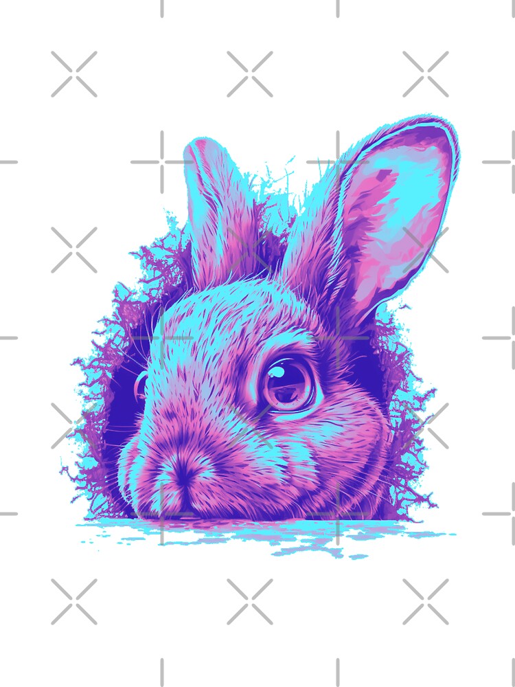 Realism Neon Purple Rabbit Head by ImaginePrintsHQ