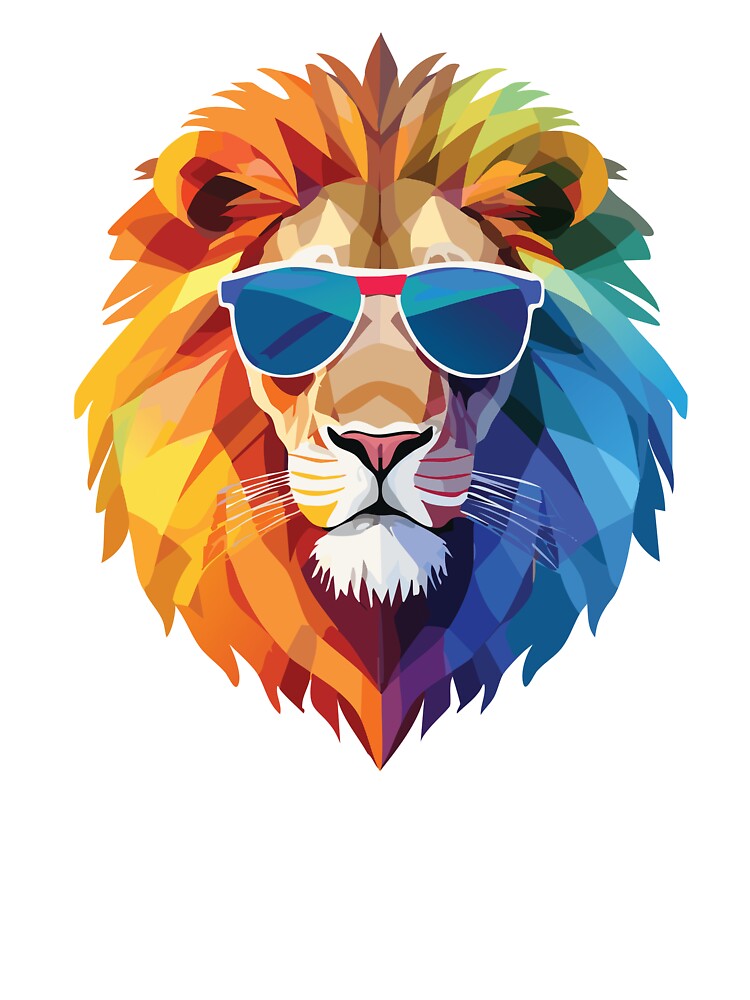 Cool Colorful Lion in Sunglasses – Pop Art Animal Illustration by Wild and Still Studio