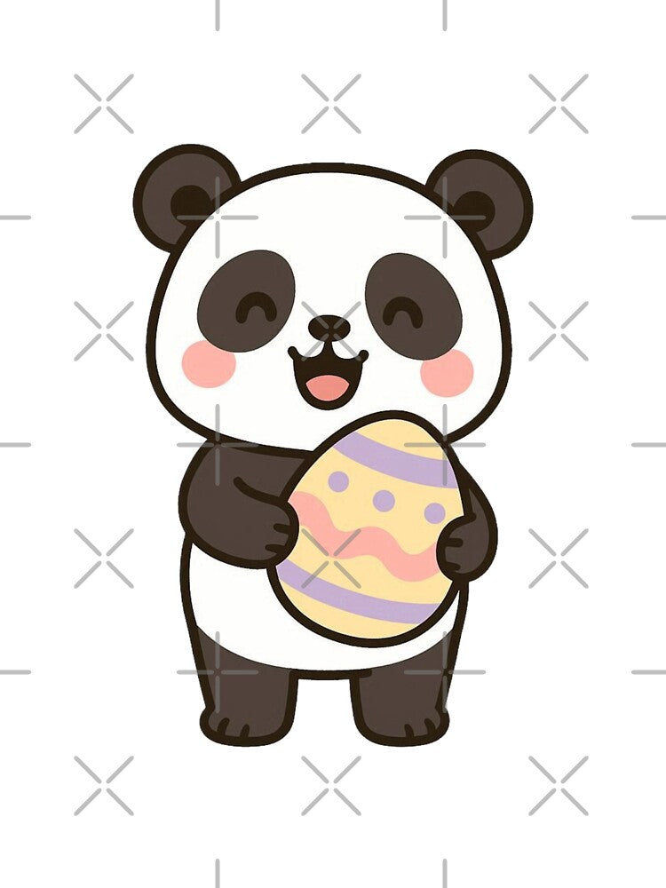 Happy Panda Holding Easter Egg – Cute Spring Animal Character by Confuzz1ed