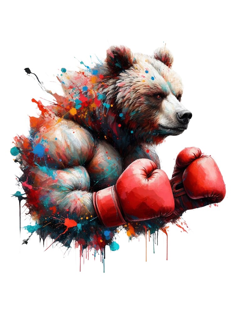 Boxing Bear Red Gloves Splash of Colors by Martial-Art-23