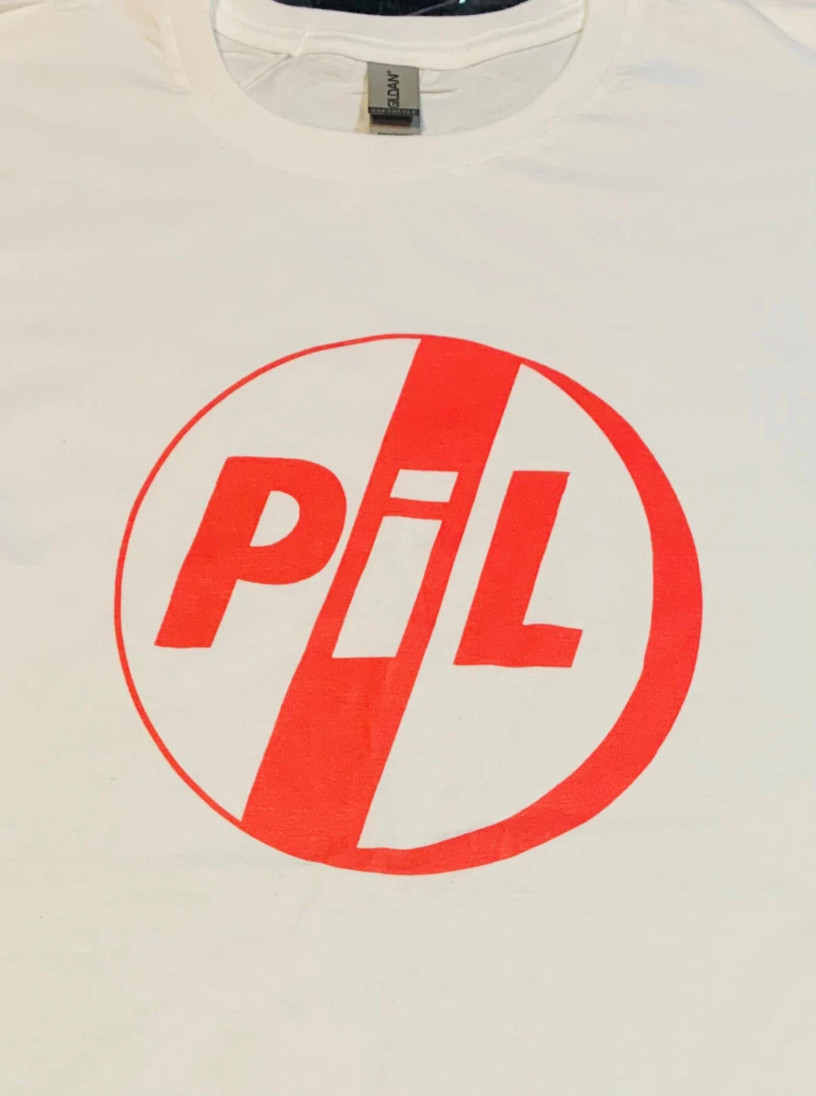 Pil (Public Image LTD) White T-Shirt / RED LOGO John Lydon / Sex Pistols