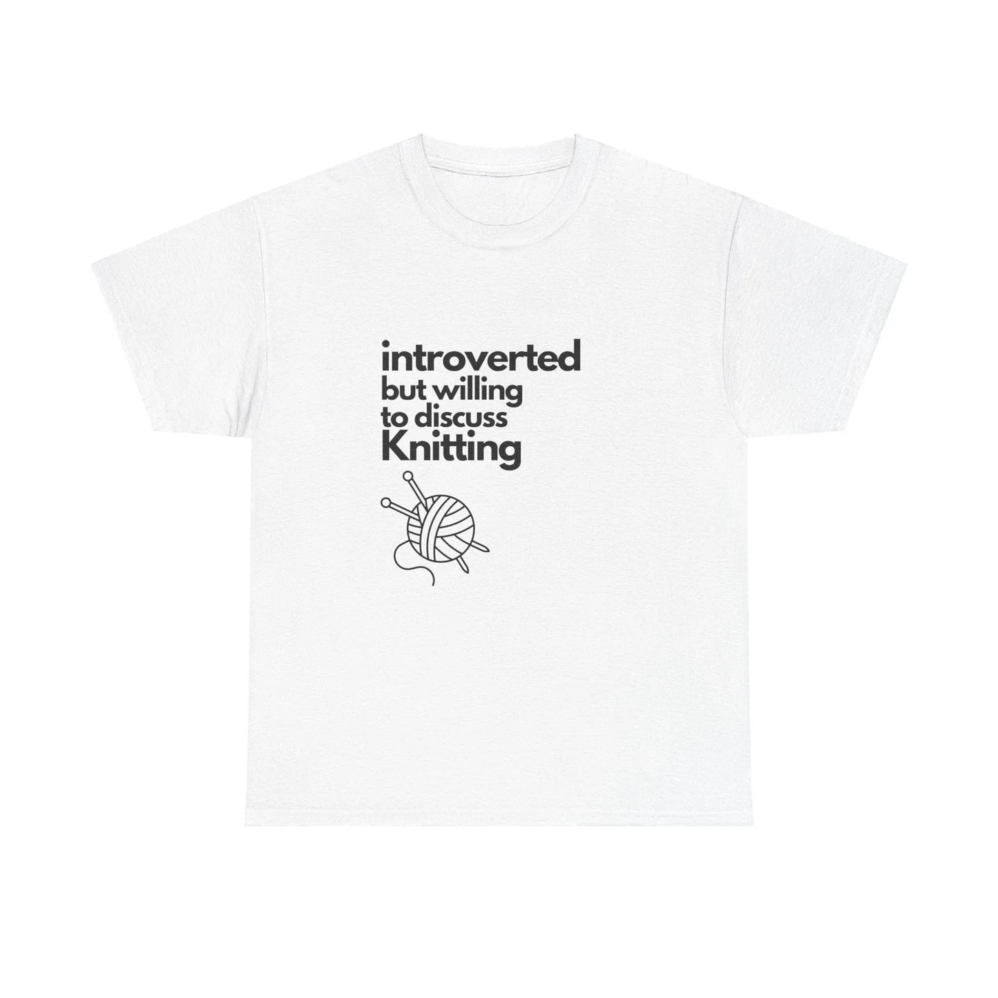 Introverted But Willing to Discuss knitting Unisex Heavy Cotton Tee