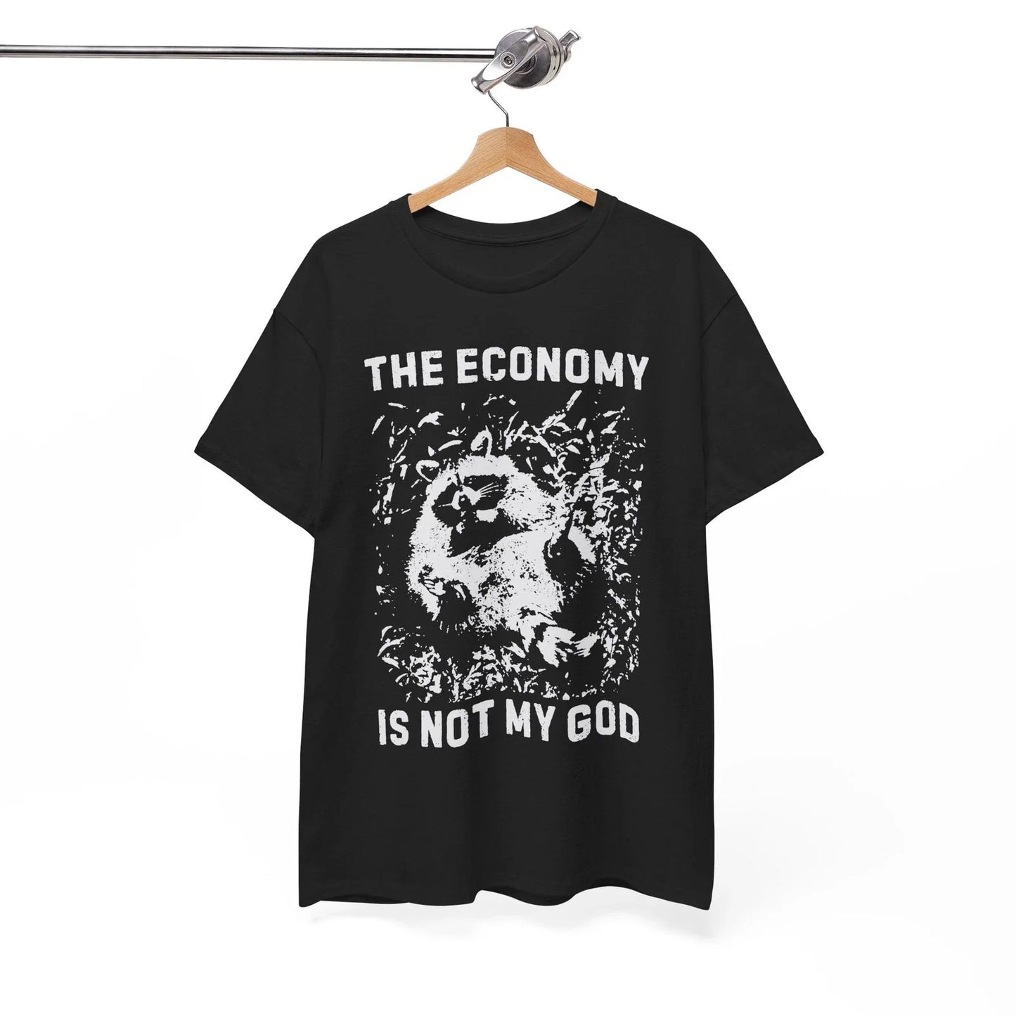 Anarchist Raccoon Economy is not my God Tee, Leftist Trash Punk Unisex Tee