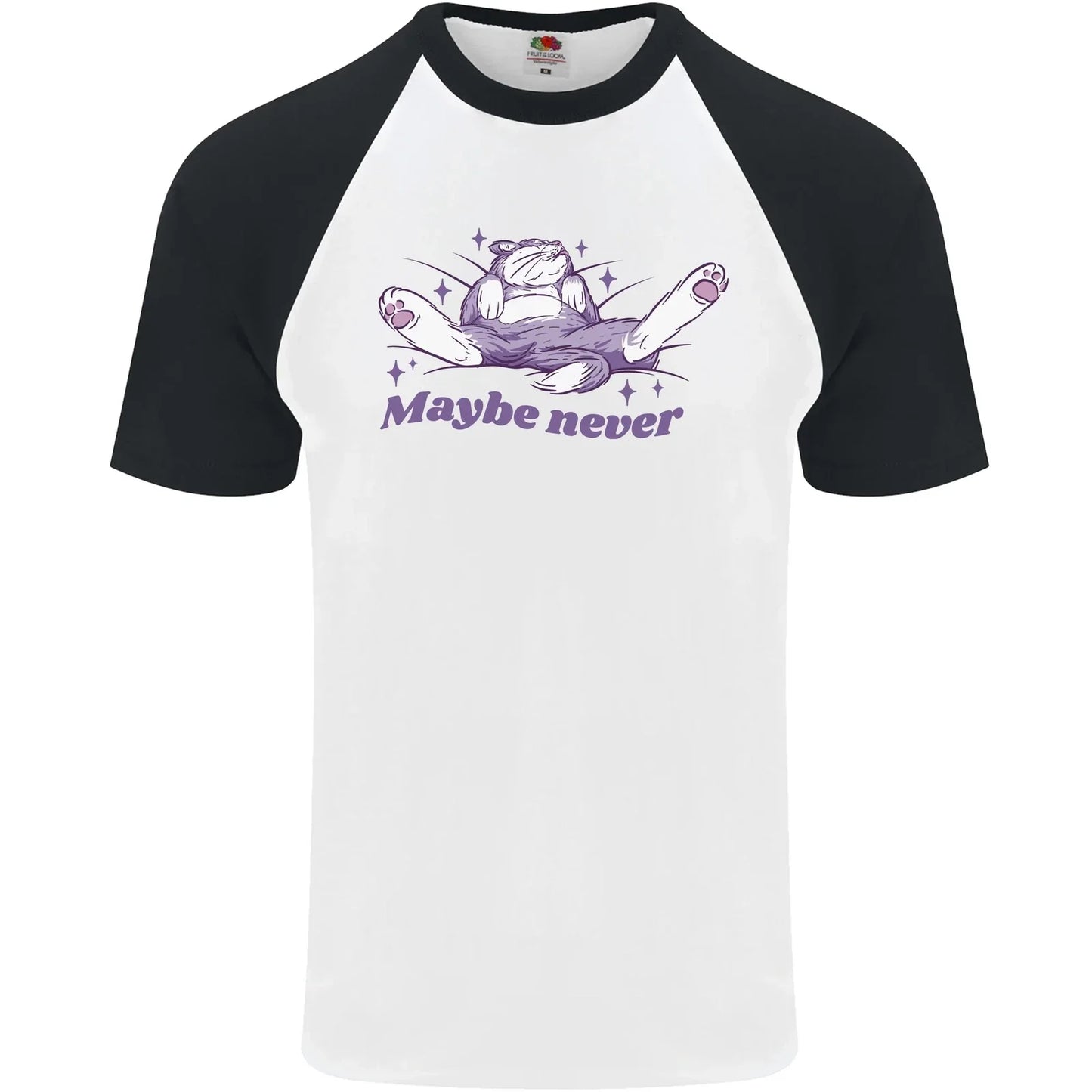 Maybe Never Lazy Cat Sleeping Mens S/S Baseball T-Shirt