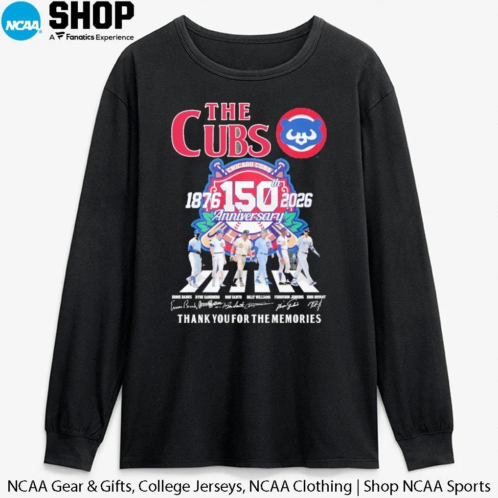 The Chicago Cubs 150 Anniversary 1876-2026 Abbey Road Thank You For The Memories Signatures T-Shirt
