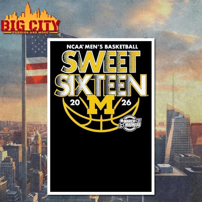 Michigan Wolverines NCAA Division I Men’s Basketball Final Four Indianapolis 2026 Sweet Sixteen College Shirt