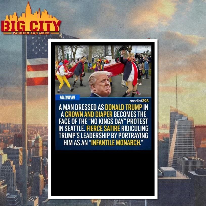 A Man Dressed As Donald Trump In A Crown And Diaper Becomes The Face Of The No King Day Protest In Seattle Graphic Shirt