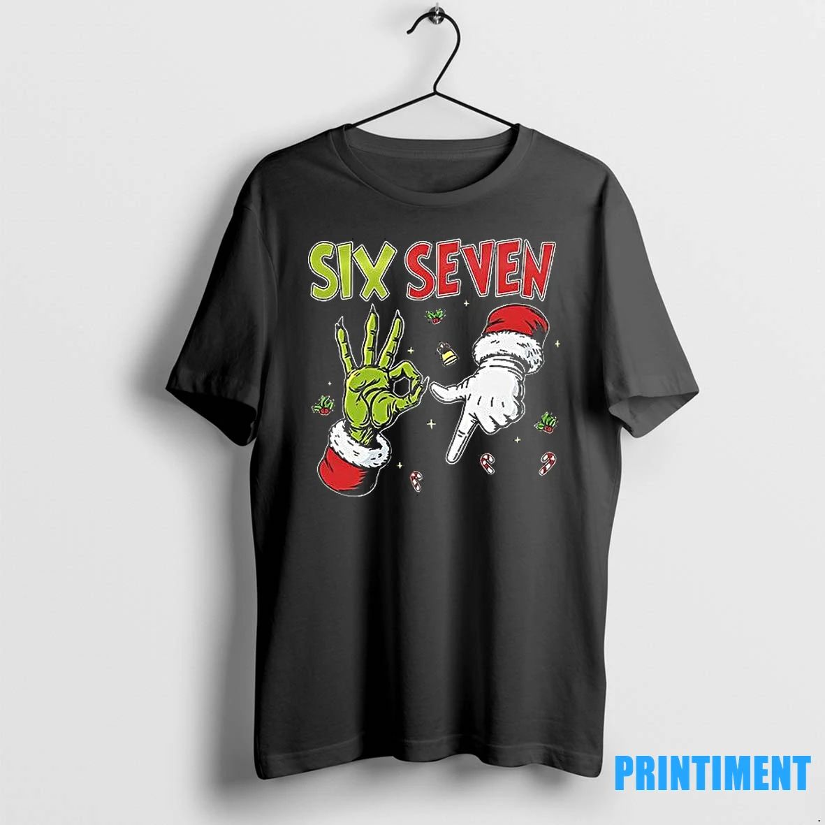 Grinch And Santa Hands Six Seven Christmas 2025 Tshirts Sweater