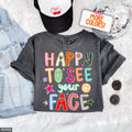 Comfort Colors Happy See Face Teacher Hand Drawn Colorful Doodle Stars Messy Glitter Teacher Appreciation Tee (1)