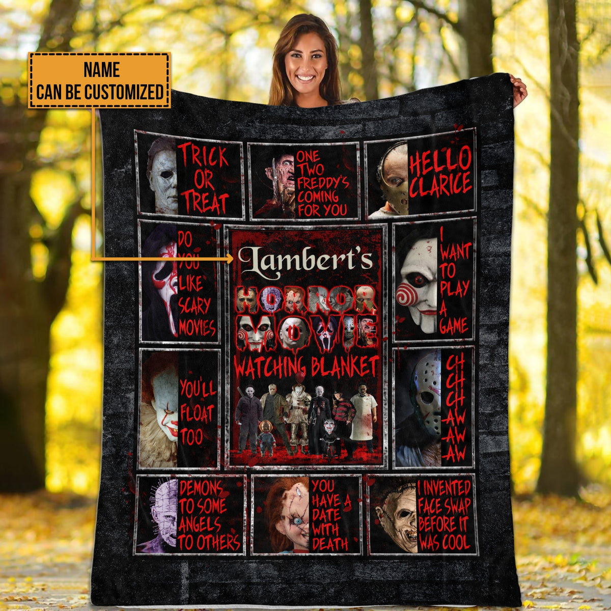 Personalized Name This Is My Horror Movie Watching Blanket – Custom Name Horror Movie Fleece Blanket