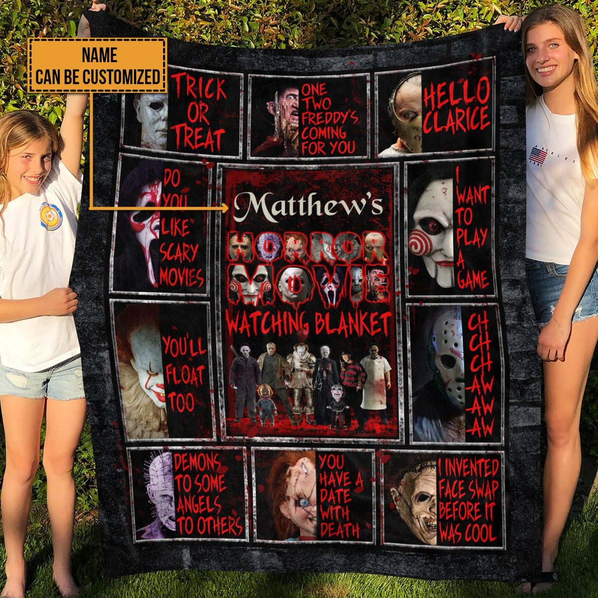 Personalized Name This Is My Horror Movie Watching Blanket – Custom Name Horror Movie Fleece Blanket