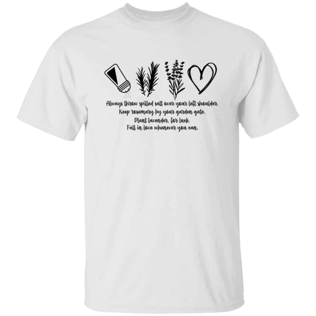 Always Throw Spilled Salt Over Your Left Shoulder T-Shirt – Funny Practical Magic Quote Shirt