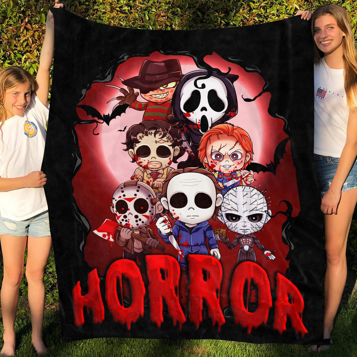 Halloween Horror Fleece Blanket – Sherpa Blanket – Woven Blanket – Horror Movie Characters Blanket