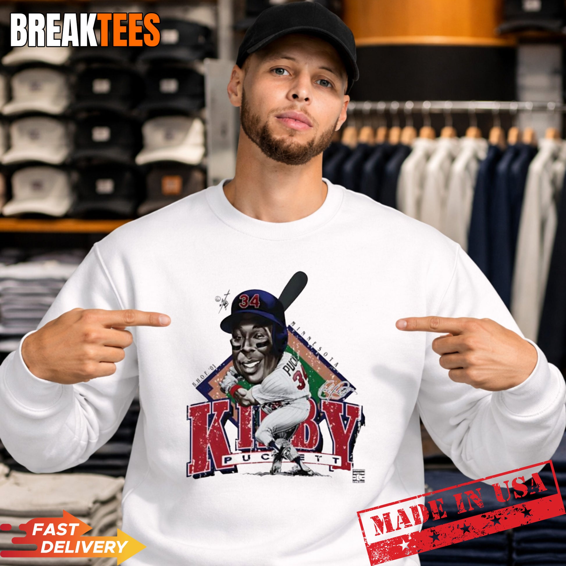 Kirby Puckett Minnesota Twins MLB Bruce Stark collection signature t-shirt