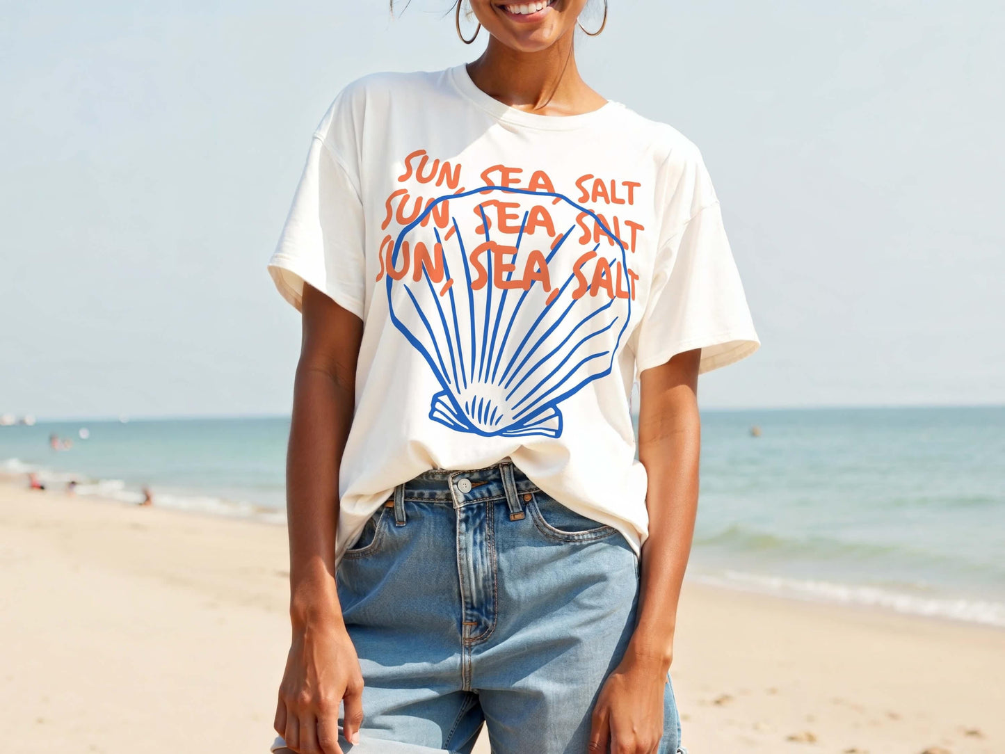 Retro Seashell Comfort Colors Coastal Summer Unisex T-shirt, Sweatshirt, Hoodie (2)