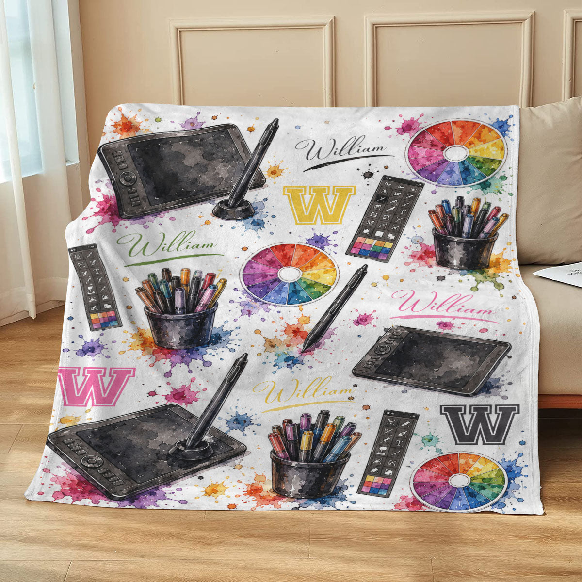 Personalized Graphic Designer Blanket, Custom Graphic Design Gift with Name, Digital Artist Blanket, Creative Designer Gift, Art Lover Gift