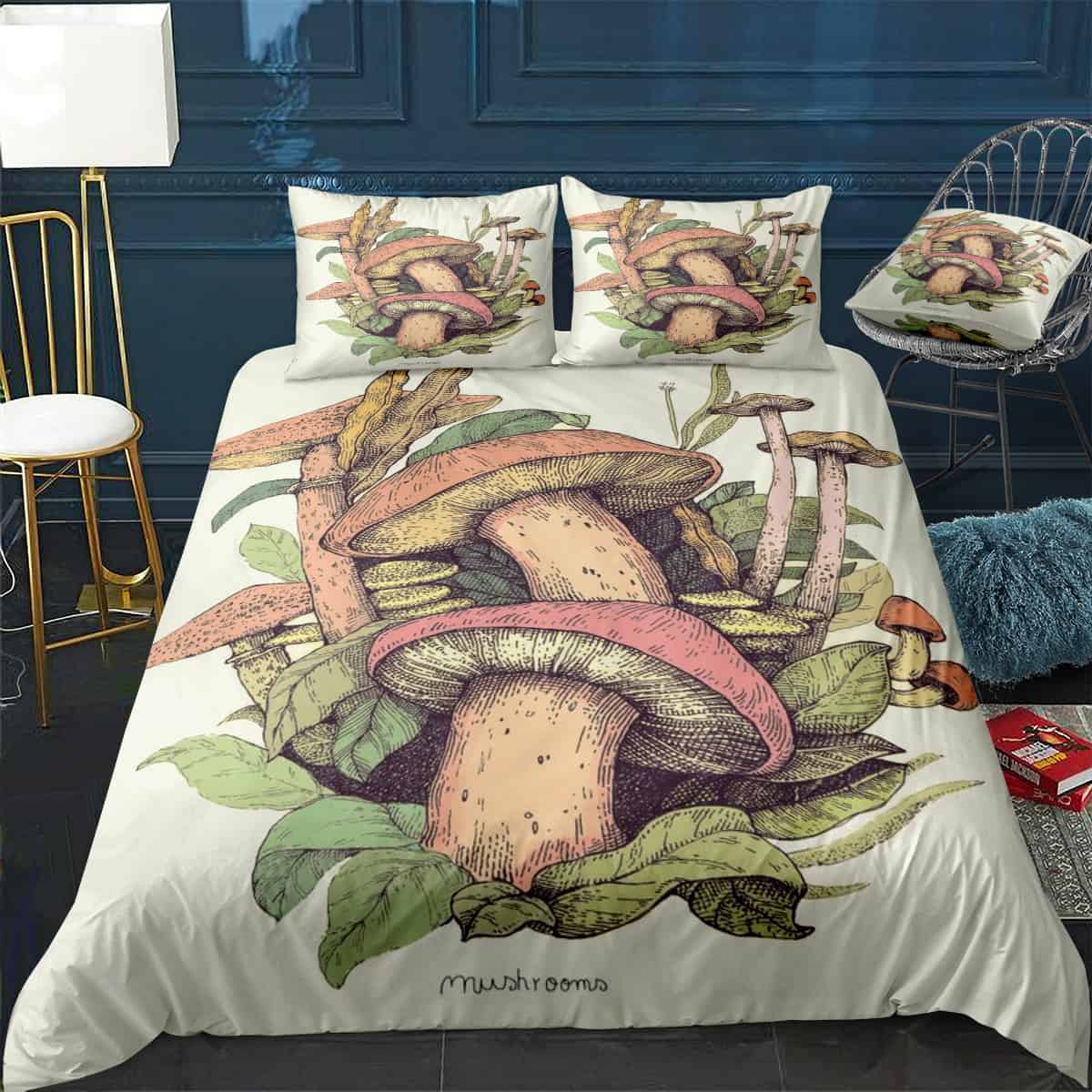 100 types of mushrooms Bedding Set (Duvet Cover & Pillow Shams)