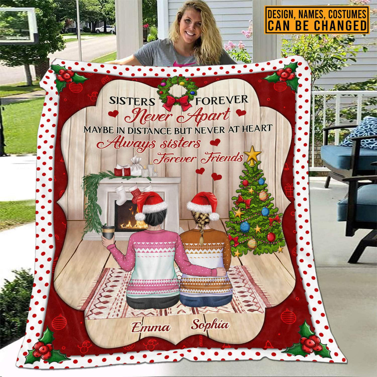 Personalized Sisters Forever Never Apart Blanket – Personalized Long Distance Friendship Christmas Blanket