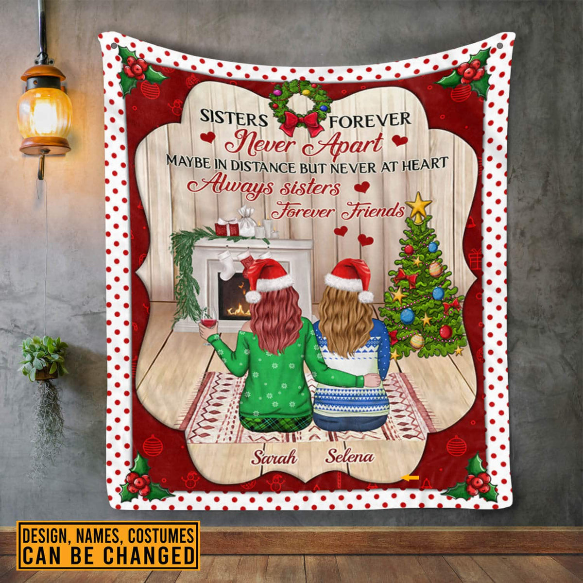Personalized Sisters Forever Never Apart Blanket – Personalized Long Distance Friendship Christmas Blanket