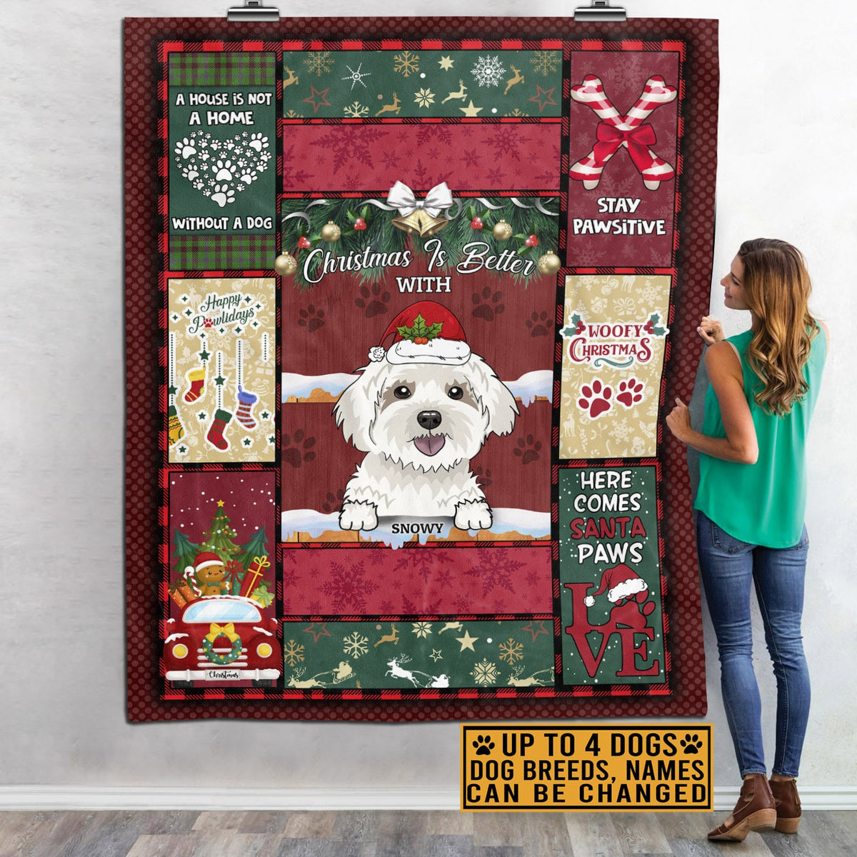 Christmas Is Better With Personalized Dog Breed Fleece Blanket – Sherpa Blanket – Christmas Dog Lovers Gifts