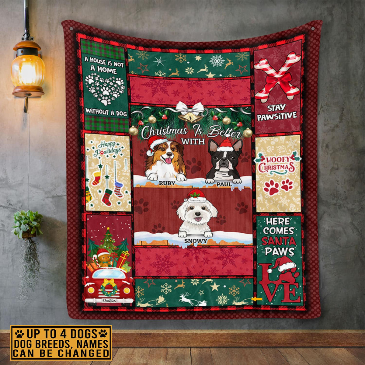 Christmas Is Better With Personalized Dog Breed Fleece Blanket – Sherpa Blanket – Christmas Dog Lovers Gifts
