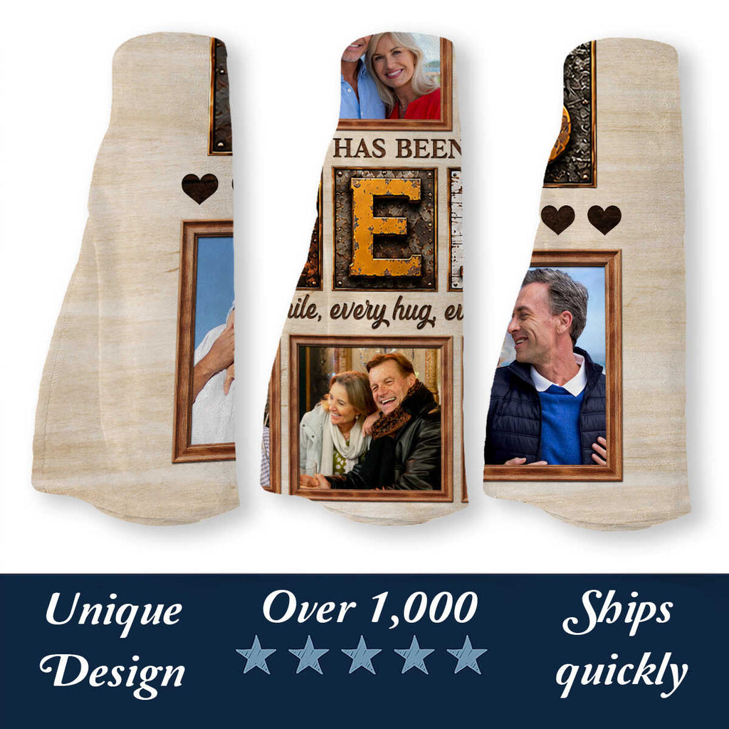 Personalized 35th Anniversary Photo Collage Blanket, Custom 35 Years Together Gift, Wedding Anniversary Blanket, Couple Memory Keepsake