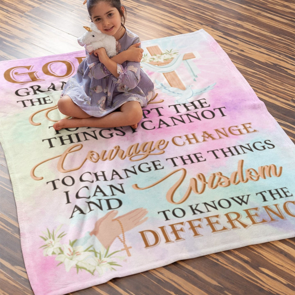 God Grant Me the Serenity to Accept the Things Fleece Blanket – Inspirational Christian Blanket Healing Prayers Thoughts Religious
