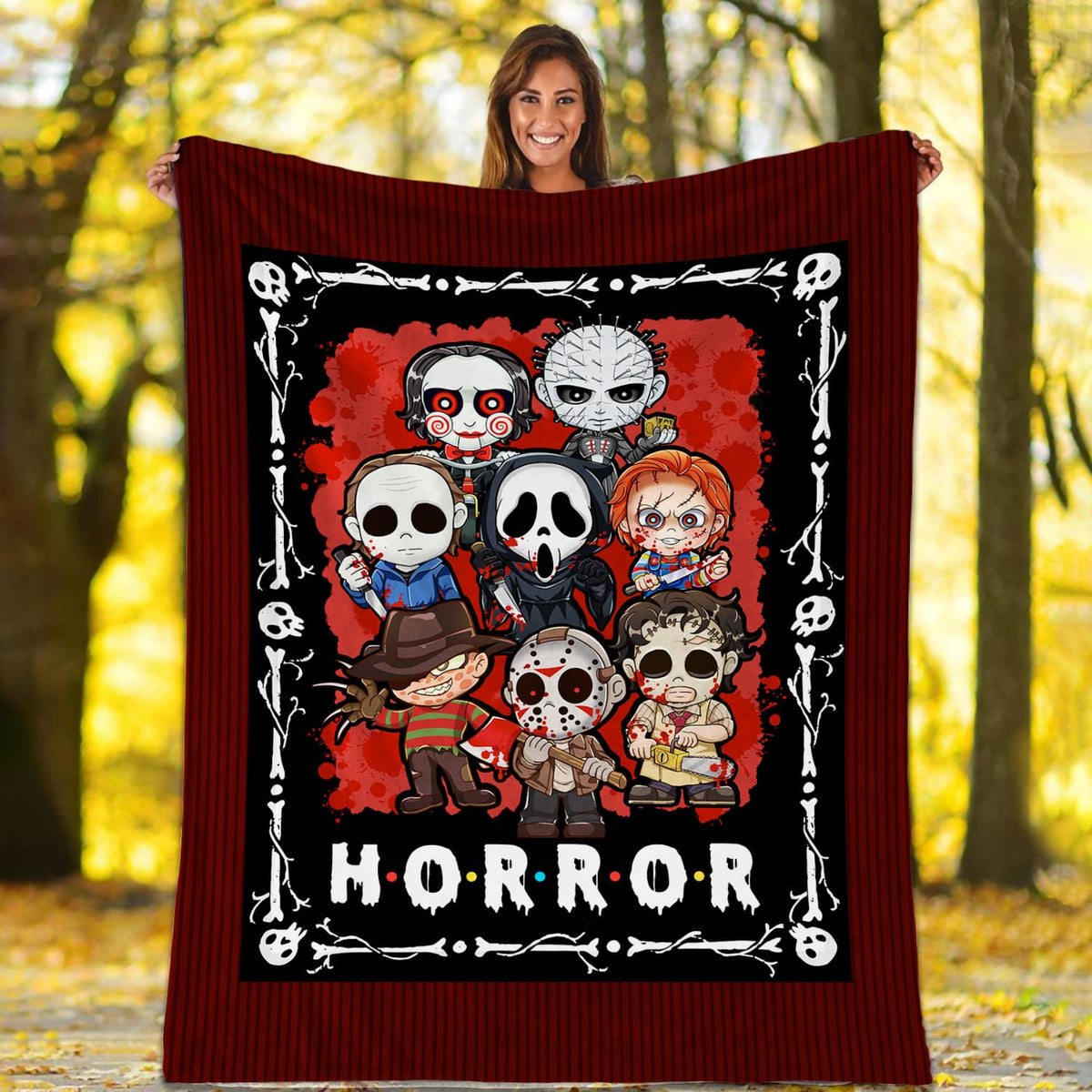 Horror Movie Fleece Blanket – Mink Blanket – Woven Blanket – Michael Freddy Jason Horror Character Blanket