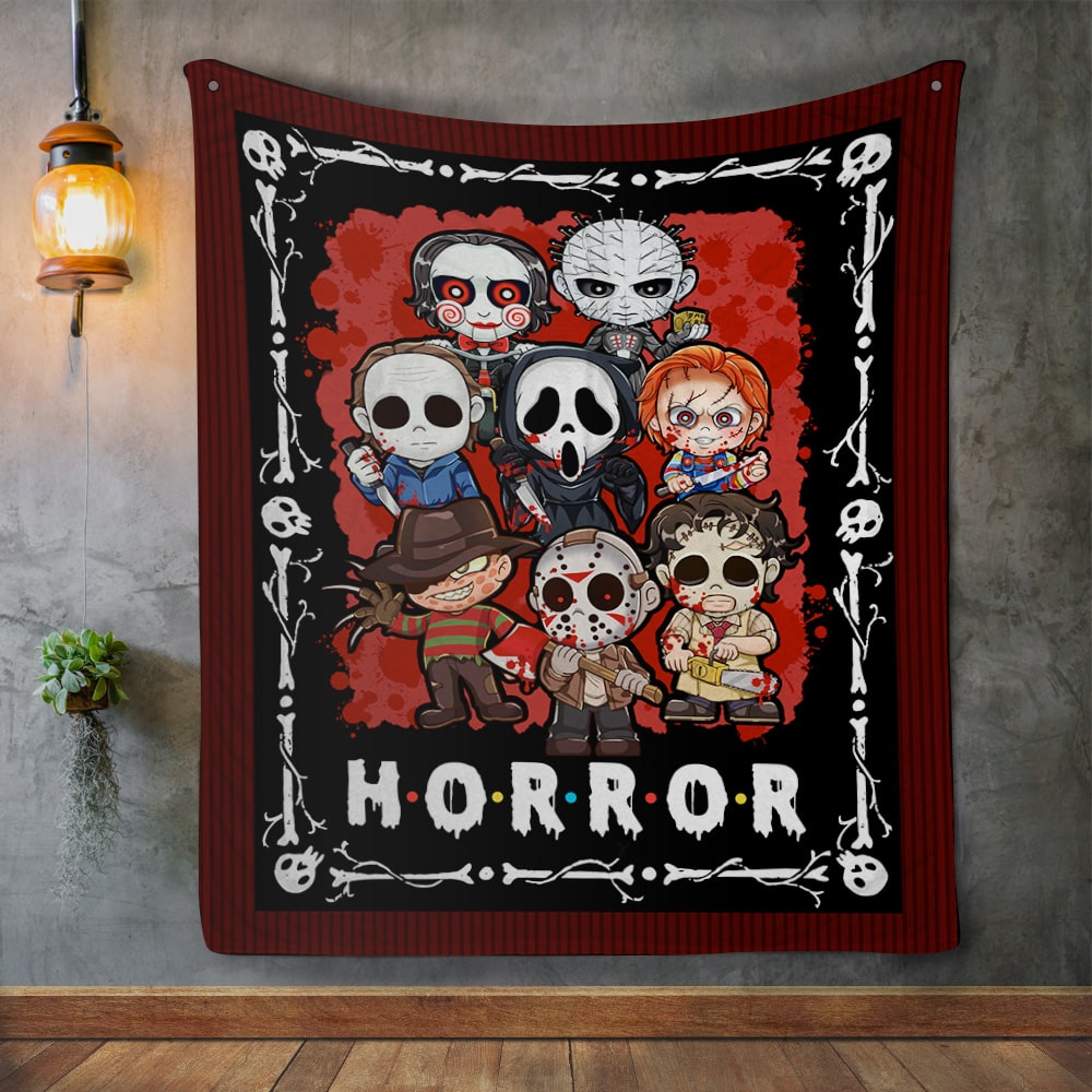 Horror Movie Fleece Blanket – Mink Blanket – Woven Blanket – Michael Freddy Jason Horror Character Blanket