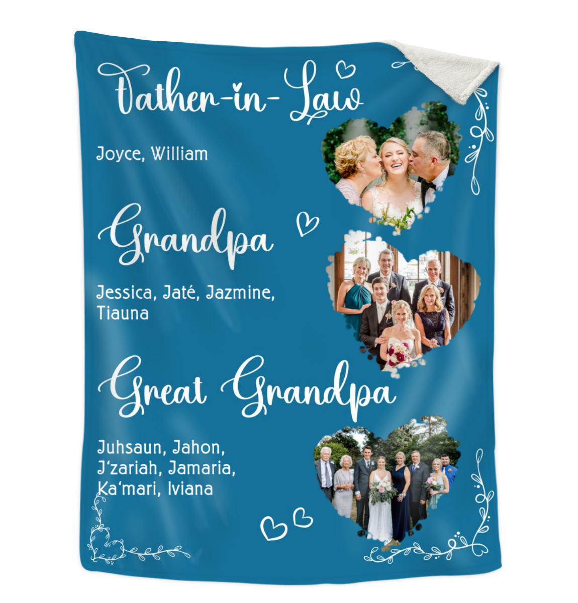 Personalized Father in Law Blanket, Custom Family Photo Blanket, Father-in-Law Gift with Family Names, Grandpa Gift, Family Keepsake Blanket