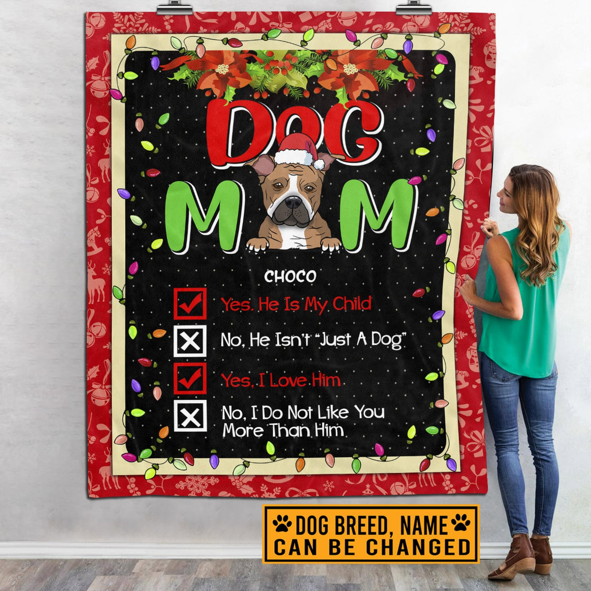 Personalized Dog Breeds Dog Mom Blanket – Custom Christmas Dog Lover Throw Blanket