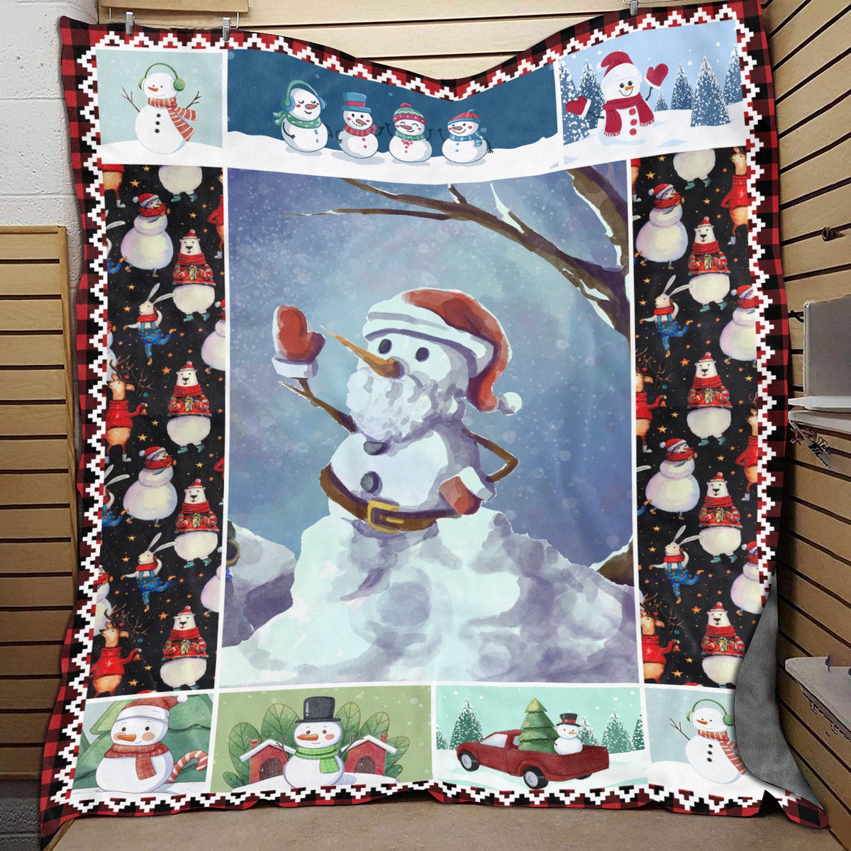Christmas Let It Snow Happy Fleece Blanket – Mink Sherpa Blanket – Woven Blanket