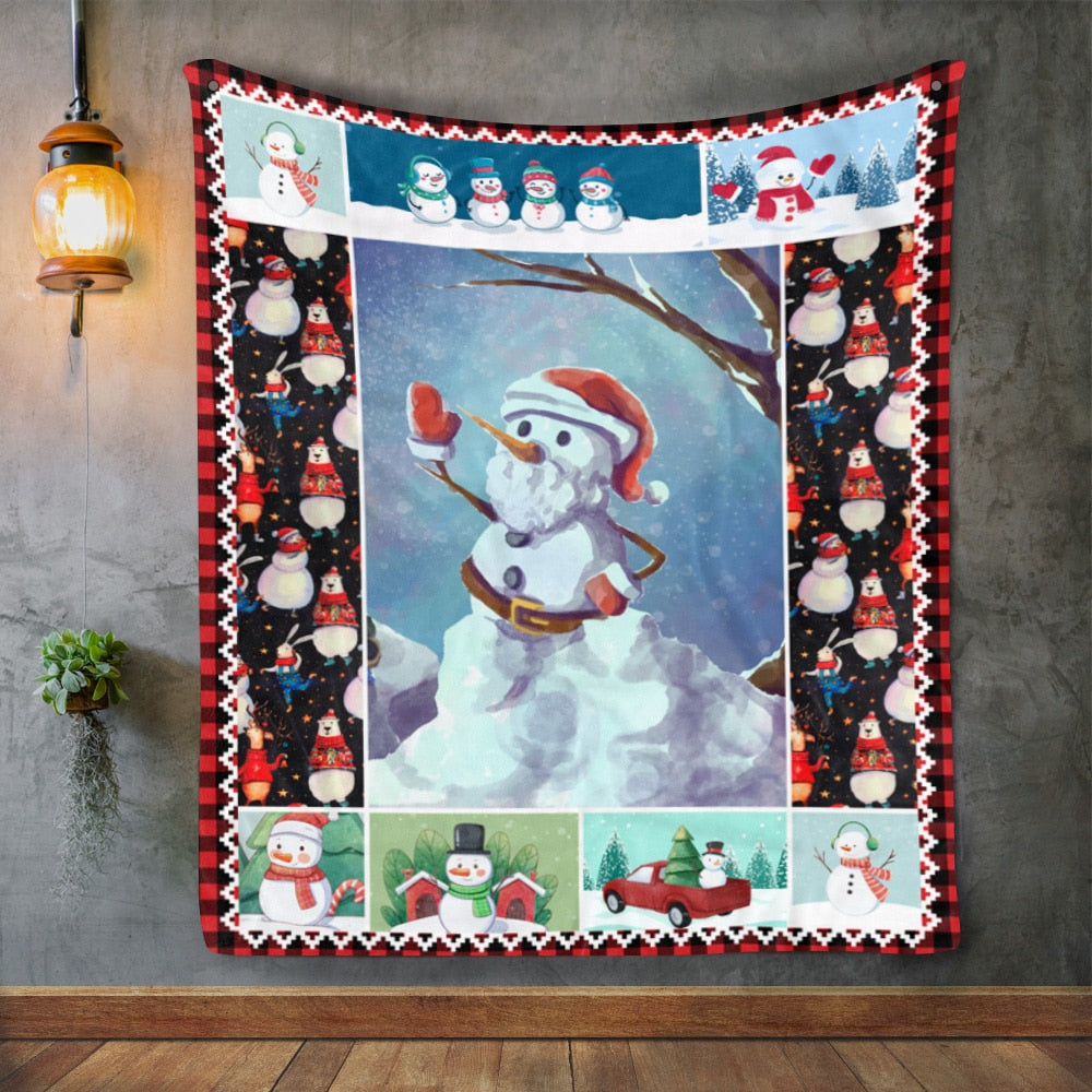 Christmas Let It Snow Happy Fleece Blanket – Mink Sherpa Blanket – Woven Blanket