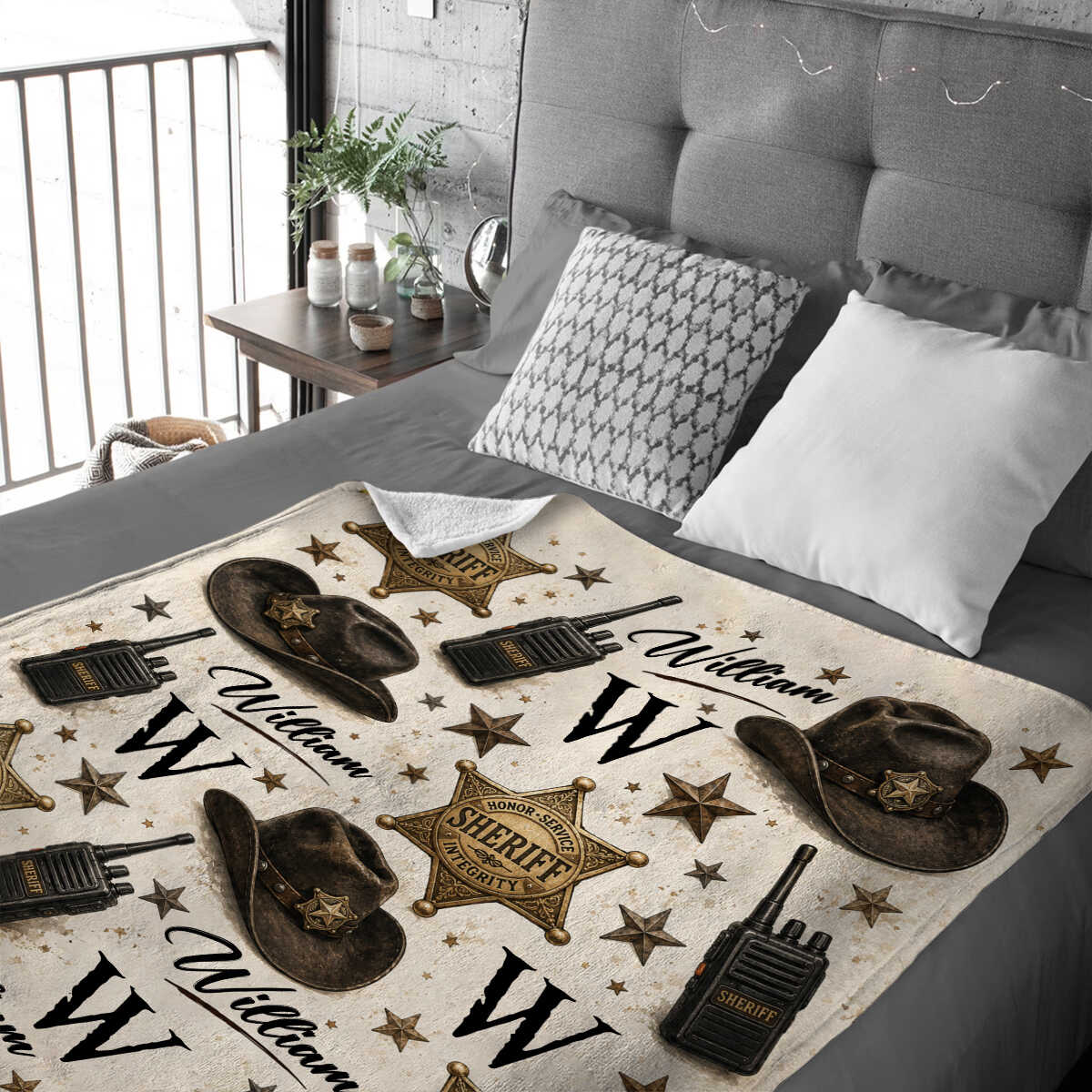 Personalized Sheriff Blanket, Custom Deputy Sheriff Gift, Law Enforcement Academy Graduation, Sheriff Badge Throw Blanket, Gift for Men