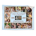 Personalized 40th Anniversary Blanket, 40 Years Together Photo Collage for Parents, Ruby Wedding Anniversary Gift for Parents, Custom Family Keepsake, Blanket for Wife