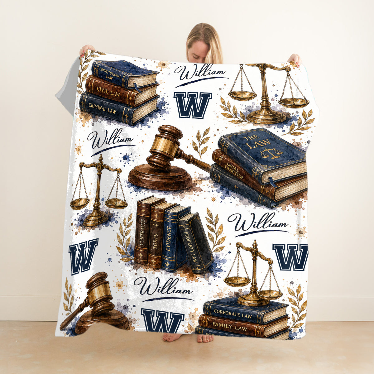 Personalized Lawyer Blanket, Custom Attorney Gift with Name, Law School Graduation Gift, Legal Office Decor, Lawyer Gift for Him