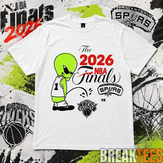 2026 NBA Finals Spurs Wemby Alien Pee On Knicks Shirt