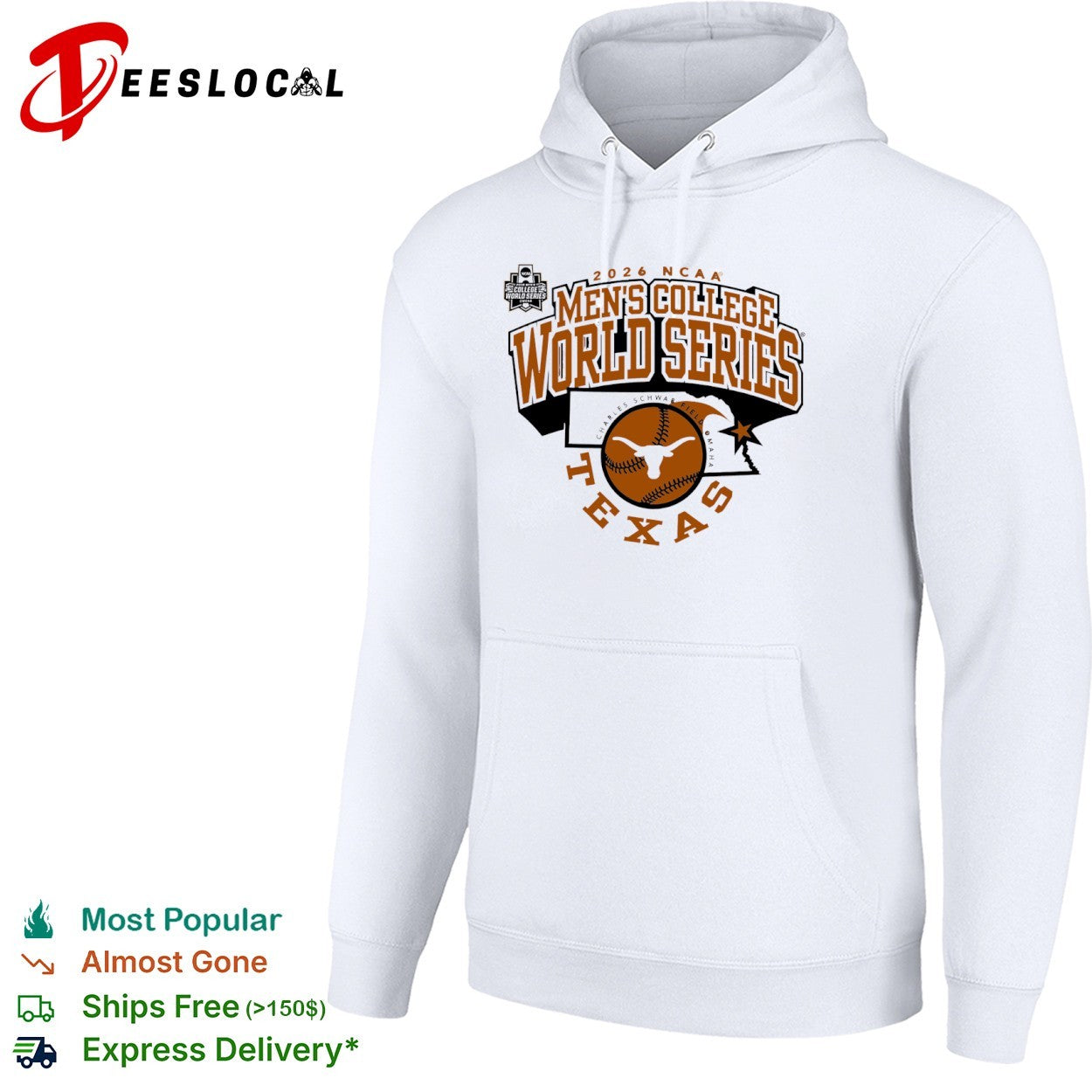 2026 NCAA Men’s College World Series Texas Longhorns Charles Schwab Field shirt