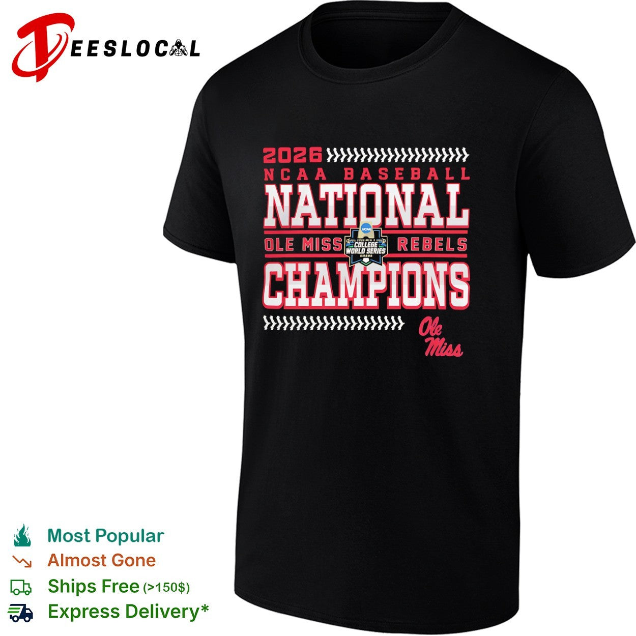 2026 Ole Miss Rebels NCAA Baseball National Champions College World Series shirt