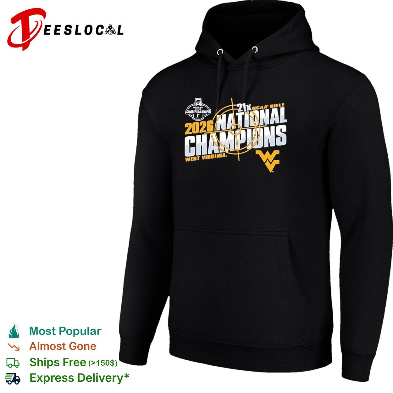 2026 West Virginia Mountaineers 21x NCAA Rifle National Champions logo shirt