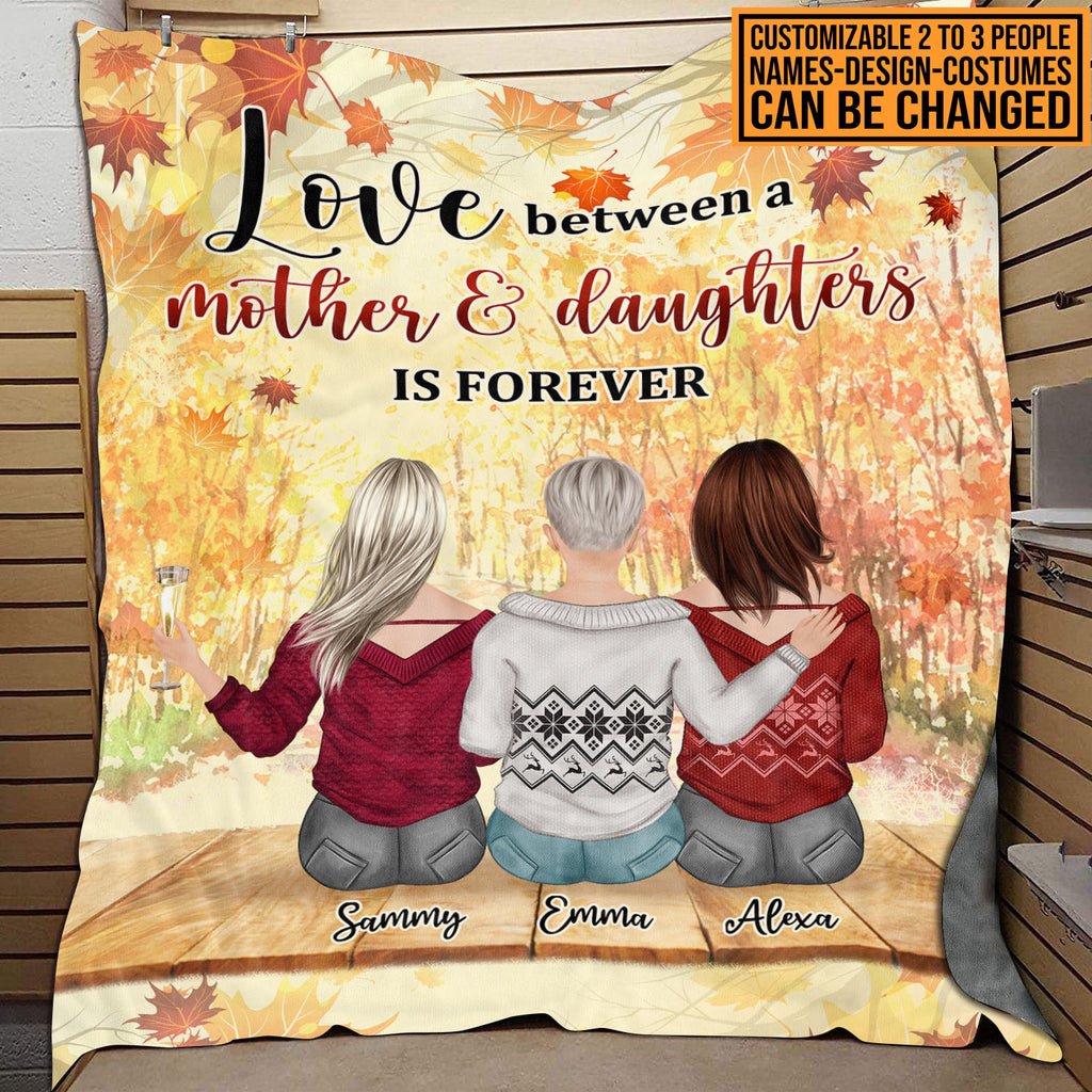 Personalized Love Between A Mother And Daughters Is Forever Letter Fleece Blanket – Sherpa Blanket