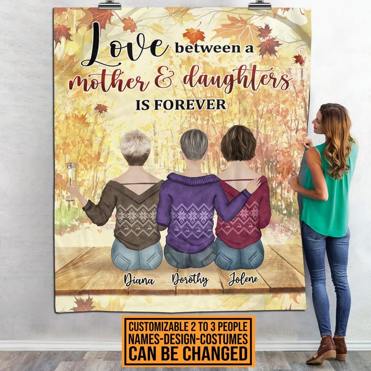 Personalized Love Between A Mother And Daughters Is Forever Letter Fleece Blanket – Sherpa Blanket