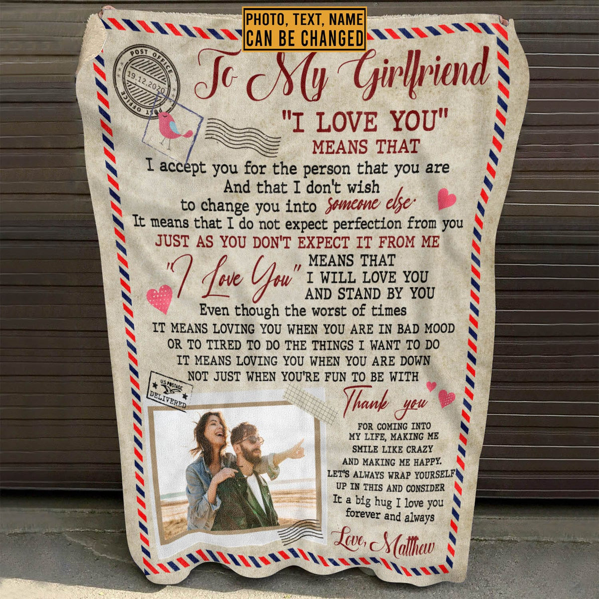 Custom Photo Blanket Valentine Gifts to My Love I Love You Means that I Accept You for The Person that You Are Fleece Blanket – Mink Blanket