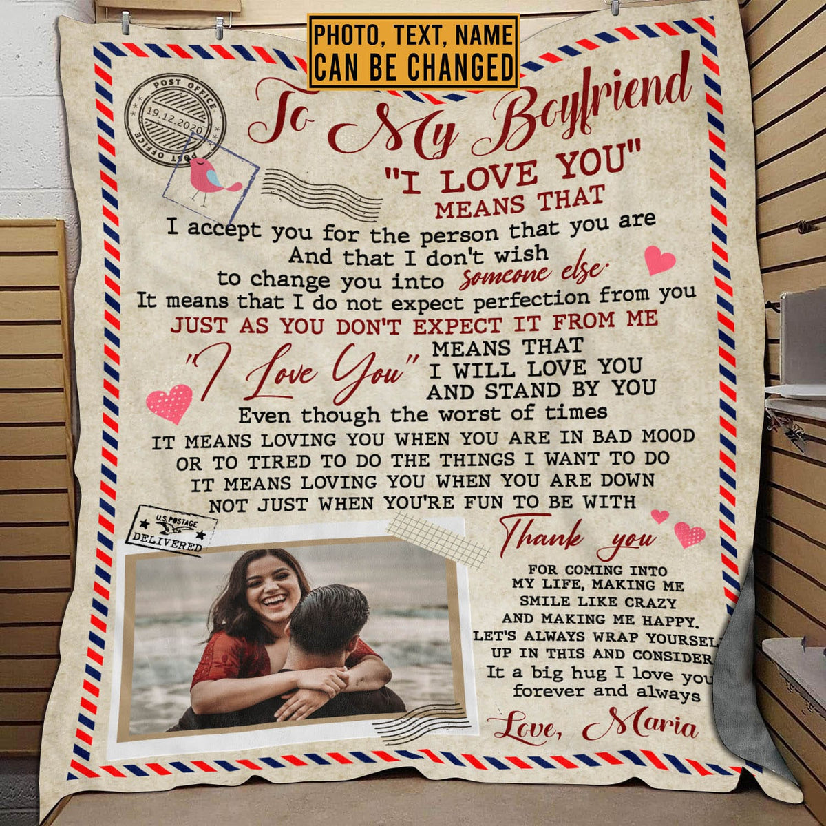 Custom Photo Blanket Valentine Gifts to My Love I Love You Means that I Accept You for The Person that You Are Fleece Blanket – Mink Blanket