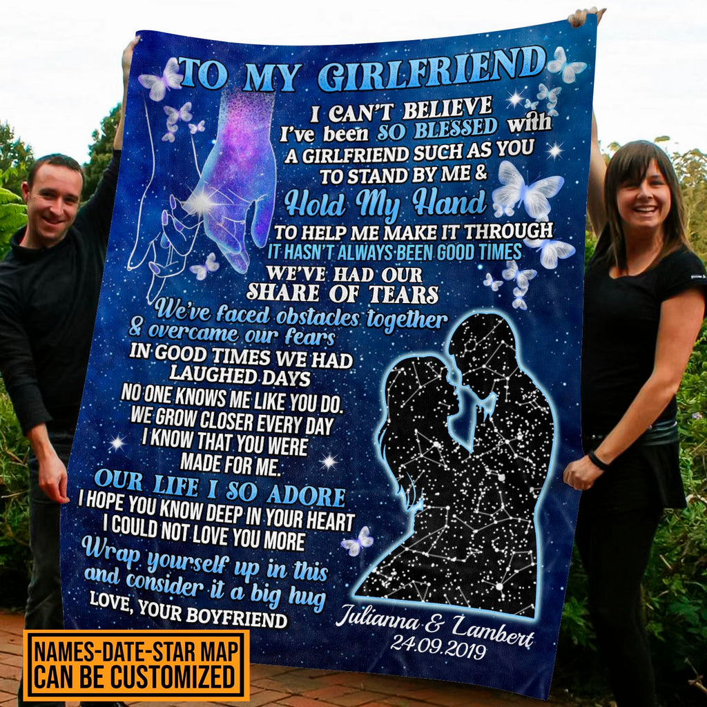 To My Girlfriend Personalized Star Map Blanket – Night Sky Custom Star Map For A Specific Date Gift For Her