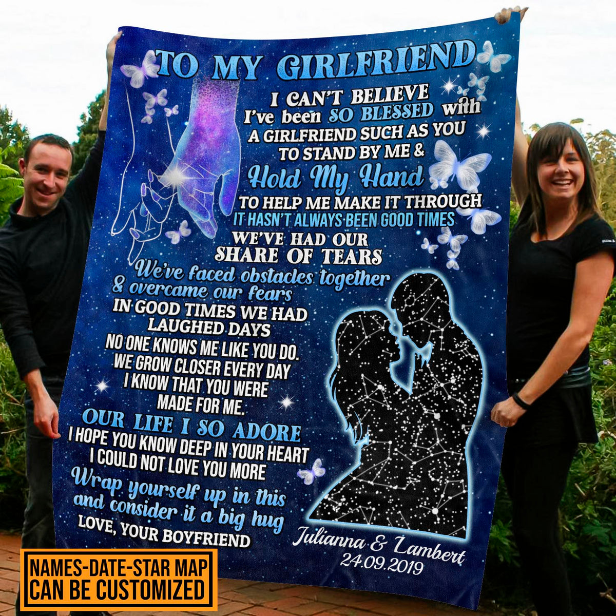 To My Girlfriend Personalized Star Map Blanket – Night Sky Custom Star Map For A Specific Date Gift For Her